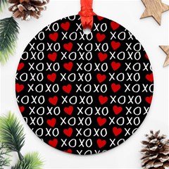 Xo Valentines Day Pattern Ornament (round) by Valentinaart