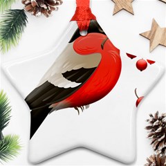 Red Robin Berry Red Berries Bird Ornament (star) by Wegoenart