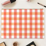 Gingham Duo Red On Orange Cosmetic Bag (XXL) Back