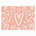 coral pattren with white hearts Large Glasses Cloth (2-Side) Front