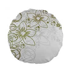 Flowers Background Leaf Leaves Standard 15  Premium Round Cushions by Mariart