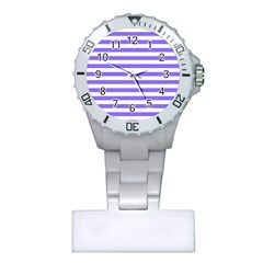 Lilac Purple Stripes Plastic Nurses Watch by snowwhitegirl