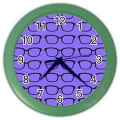 Nerdy Glasses Purple Color Wall Clock by snowwhitegirl