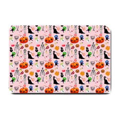 Halloween Treats Pattern Pink Small Doormat  by snowwhitegirl