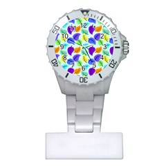 Colorful Leaves Blue Plastic Nurses Watch by snowwhitegirl