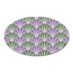 Vintage Scallop Violet Green Pattern Oval Magnet by snowwhitegirl