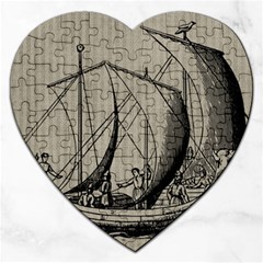 Vintage Ship Jigsaw Puzzle (heart) by snowwhitegirl