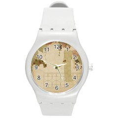 Flapper Lady Vintage Round Plastic Sport Watch (m) by snowwhitegirl