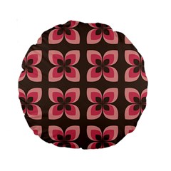 Retro Flower Pink Brown Standard 15  Premium Round Cushions by snowwhitegirl