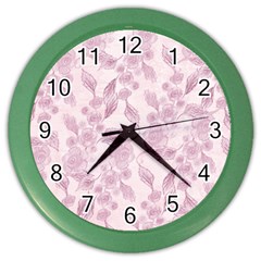 Pink Floral Color Wall Clock by snowwhitegirl