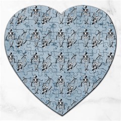 Skeleton Blue Background Jigsaw Puzzle (heart) by snowwhitegirl