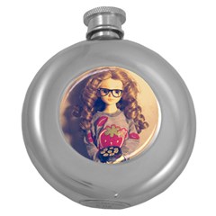 Eating Sushi Round Hip Flask (5 Oz) by snowwhitegirl