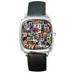 Comic Book Images Square Metal Watch