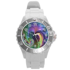 Fractal Artwork Art Swirl Vortex Round Plastic Sport Watch (l) by Sudhe