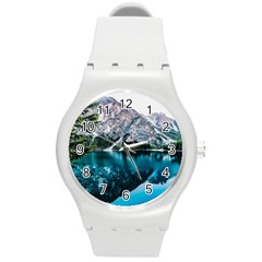 Daylight Forest Glossy Lake Round Plastic Sport Watch (m) by Sudhe