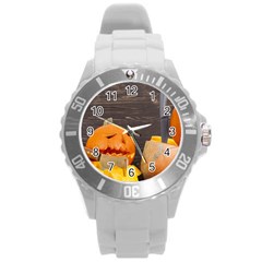 Old Crumpled Pumpkin Round Plastic Sport Watch (l) by rsooll