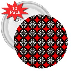 Darts Dart Board Board Target Game 3  Buttons (10 Pack)  by Pakrebo