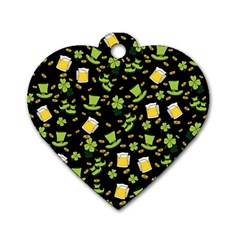 St Patricks Day Pattern Dog Tag Heart (two Sides) by Valentinaart