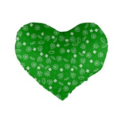 St Patricks Day Pattern Standard 16  Premium Flano Heart Shape Cushions by Valentinaart