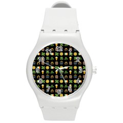 St Patricks Day Pattern Round Plastic Sport Watch (m) by Valentinaart