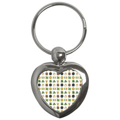 St Patricks Day Pattern Key Chains (heart)  by Valentinaart