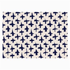 Pattern Ink Blue Navy Crosses Grunge Flesh And Navy Pattern Ink Crosses Grunge Flesh Beige Background Large Glasses Cloth (2-side) by genx