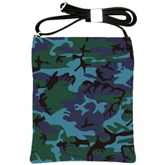 Camouflage Blue Shoulder Sling Bag by snowwhitegirl