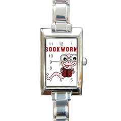 Literal Bookworm Rectangle Italian Charm Watch by emeraldwolfpress