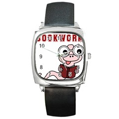 Literal Bookworm Square Metal Watch by emeraldwolfpress