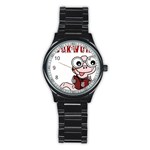 Literal Bookworm Stainless Steel Round Watch Front