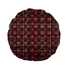 Roses Pink Plaid Standard 15  Premium Round Cushions by snowwhitegirl