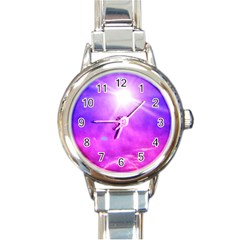 Purple Sun Round Italian Charm Watch by okhismakingart