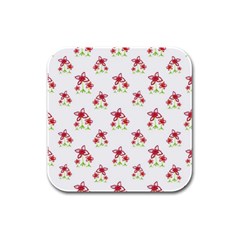 Cute Floral Drawing Motif Pattern Rubber Square Coaster (4 Pack)  by dflcprintsclothing