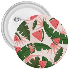 Tropical Watermelon Leaves Pink And Green Jungle Leaves Retro Hawaiian Style 3  Buttons by genx