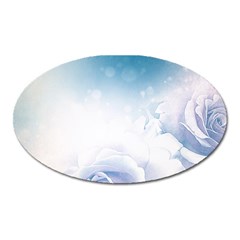 Beautiful Floral Design In Soft Blue Colors Oval Magnet by FantasyWorld7