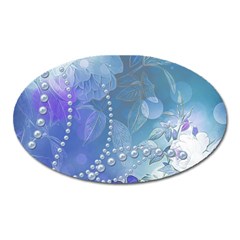 Wonderful Floral Design With Pearls Oval Magnet by FantasyWorld7