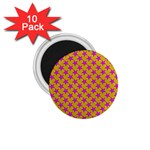 Pink Stars Pattern On Yellow 1.75  Magnets (10 pack)  Front