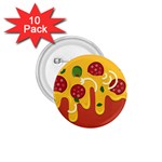 Pizza Topping funny modern yellow melting cheese and pepperonis 1.75  Buttons (10 pack) Front