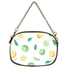 Lemon And Limes Yellow Green Watercolor Fruits With Citrus Leaves Pattern Chain Purse (one Side) by genx