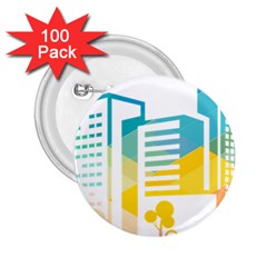 Silhouette Cityscape Building Icon Color City 2 25  Buttons (100 Pack)  by Sudhe