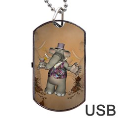 Funny Cartoon Elephant Dog Tag Usb Flash (two Sides) by FantasyWorld7