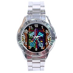 Mosaic Window Rosette Church Glass Stainless Steel Analogue Watch by Pakrebo