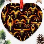 Stylised Horns Black Pattern Heart Ornament (Two Sides) Front