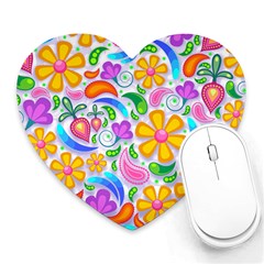 Floral Paisley Background Flower Yellow Heart Mousepads