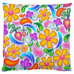 Floral Paisley Background Flower Yellow Large Cushion Case (two Sides)