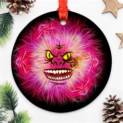 Monster Pink Eyes Aggressive Fangs Ornament (round) by HermanTelo