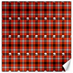 Plaid Pattern Red Squares Skull Canvas 12  X 12 