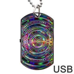 Wave Line Colorful Brush Particles Dog Tag Usb Flash (one Side)