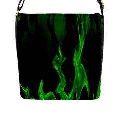 Smoke Flame Abstract Green Flap Closure Messenger Bag (l) by HermanTelo