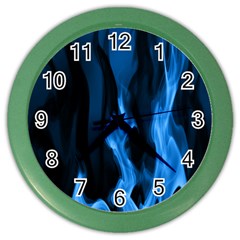 Smoke Flame Abstract Blue Color Wall Clock